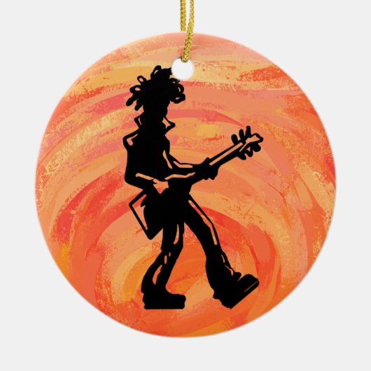 New York Boogie Nights Guitar Orange Keramik Ornament (Vorne)