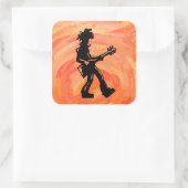 New York Boogie Nights Guitar Orange Quadratischer Aufkleber (Tasche)