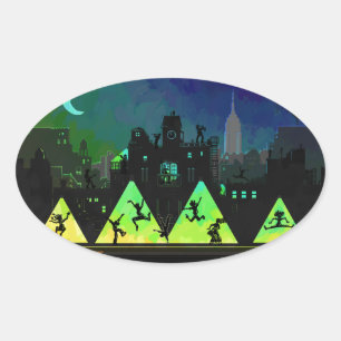 New York Boogie Nights Ovaler Aufkleber