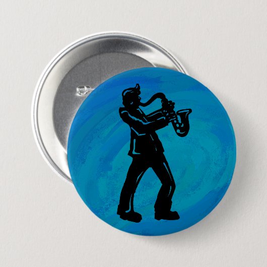 New York Boogie Nights Saxophon Blue Button (Vorne & Hinten)