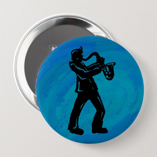 New York Boogie Nights Saxophon Blue Button (Vorne & Hinten)