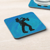 New York Boogie Nights Saxophon Blue Getränkeuntersetzer (Linke Seite)