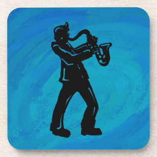 New York Boogie Nights Saxophon Blue Getränkeuntersetzer