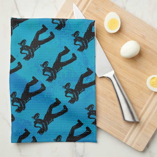 New York Boogie Nights Saxophon Blue Handtuch (Viertel Falte)