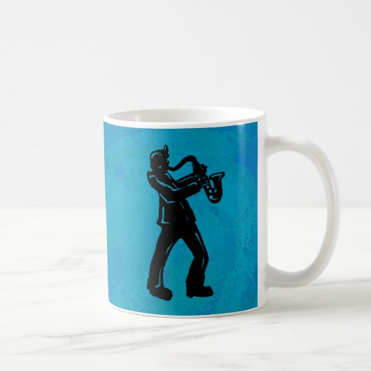 New York Boogie Nights Saxophon Blue Kaffeetasse (Rechts)