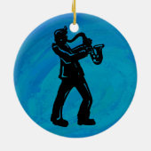New York Boogie Nights Saxophon Blue Keramikornament (Hinten)