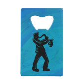 New York Boogie Nights Saxophon Blue Kreditkarten Flaschenöffner (Vorderseite)