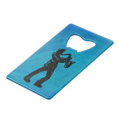 New York Boogie Nights Saxophon Blue Kreditkarten Flaschenöffner (Vorderseite Schrägansicht)