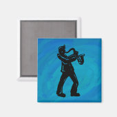 New York Boogie Nights Saxophon Blue Magnet (Vorderseite/Rückseite)