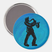 New York Boogie Nights Saxophon Blue Magnet (Vorderseite/Rückseite)