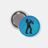 New York Boogie Nights Saxophon Blue Magnet (Vorderseite/Rückseite)