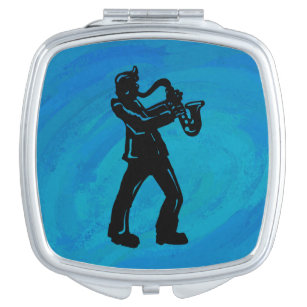 New York Boogie Nights Saxophon Blue Taschenspiegel