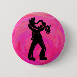 New York Boogie Nights Saxophon Hot Pink Button