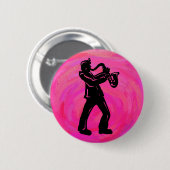 New York Boogie Nights Saxophon Hot Pink Button (Vorne & Hinten)