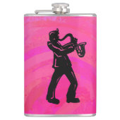 New York Boogie Nights Saxophon Hot Pink Flachmann (Vorderseite)