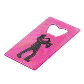 New York Boogie Nights Saxophon Hot Pink Geldkarten Flaschenöffner (Vorderseite Schrägansicht)