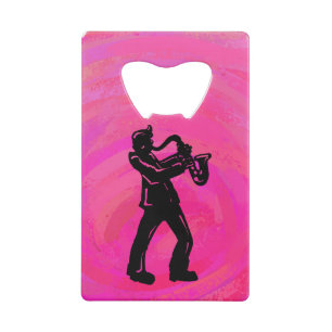 New York Boogie Nights Saxophon Hot Pink Geldkarten Flaschenöffner