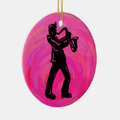 New York Boogie Nights Saxophon Hot Pink Keramikornament (Rechts)
