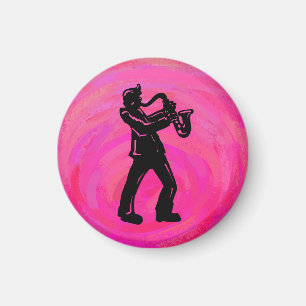 New York Boogie Nights Saxophon Hot Pink Magnet