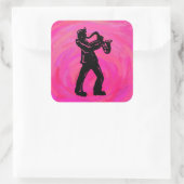 New York Boogie Nights Saxophon Hot Pink Quadratischer Aufkleber (Tasche)
