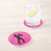 New York Boogie Nights Saxophon Hot Pink Sandstein Untersetzer (Seite)