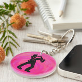 New York Boogie Nights Saxophon Hot Pink Schlüsselanhänger (Vorderseite rechts)