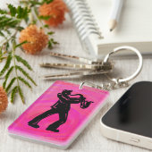 New York Boogie Nights Saxophon Hot Pink Schlüsselanhänger (Vorderseite rechts)
