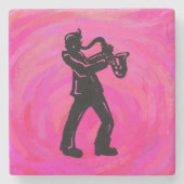 New York Boogie Nights Saxophon Hot Pink Steinuntersetzer (Vorderseite)