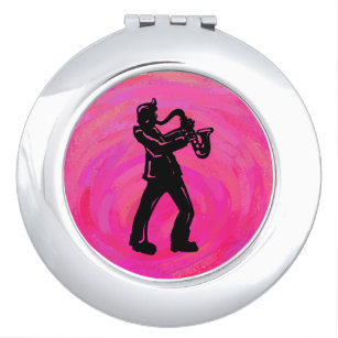 New York Boogie Nights Saxophon Hot Pink Taschenspiegel