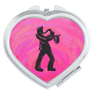 New York Boogie Nights Saxophon Hot Pink Taschenspiegel
