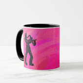 New York Boogie Nights Saxophon Hot Pink Tasse (Vorderseite Links)