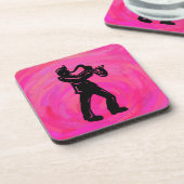 New York Boogie Nights Saxophon Hot Pink Untersetzer (Linke Seite)