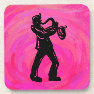 New York Boogie Nights Saxophon Hot Pink Untersetzer