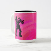 New York Boogie Nights Saxophon Hot Pink Zweifarbige Tasse (Vorderseite Links)