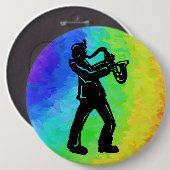 New York Boogie Nights Saxophon Rainbow Button (Vorne & Hinten)