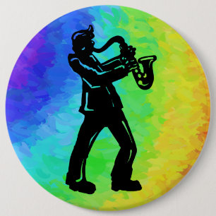 New York Boogie Nights Saxophon Rainbow Button