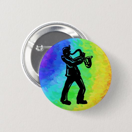 New York Boogie Nights Saxophon Rainbow Button (Vorne & Hinten)