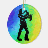New York Boogie Nights Saxophon Rainbow Keramikornament (Links)