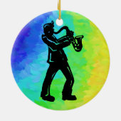 New York Boogie Nights Saxophon Rainbow Keramikornament (Hinten)
