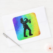 New York Boogie Nights Saxophon Rainbow Quadratischer Aufkleber (Umschlag)