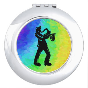 New York Boogie Nights Saxophon Rainbow Taschenspiegel