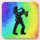 New York Boogie Nights Saxophon Rainbow Untersetzer (Vorderseite)