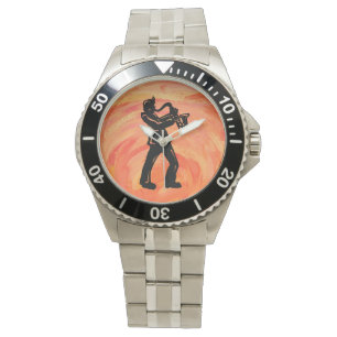 New York Boogie Nights Saxophone Orange Armbanduhr