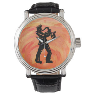 New York Boogie Nights Saxophone Orange Armbanduhr
