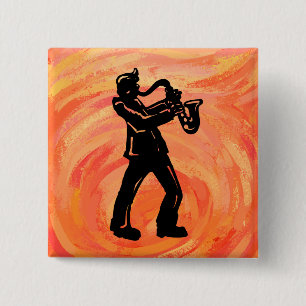 New York Boogie Nights Saxophone Orange Button