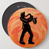 New York Boogie Nights Saxophone Orange Button (Vorne & Hinten)