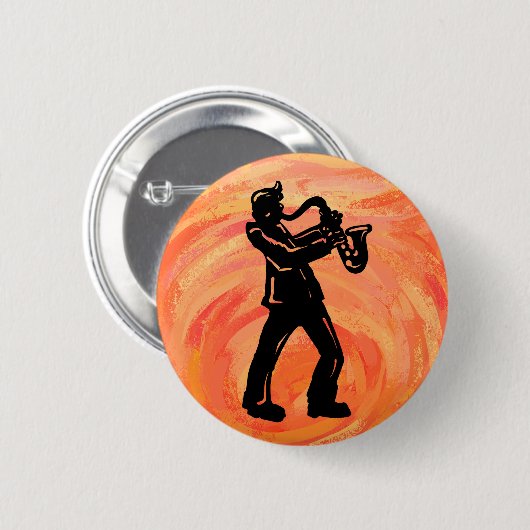 New York Boogie Nights Saxophone Orange Button (Vorne & Hinten)