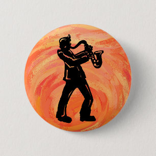 New York Boogie Nights Saxophone Orange Button