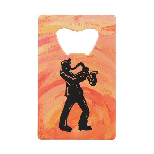 New York Boogie Nights Saxophone Orange Geldbeutel Flaschenöffner (Vorderseite)