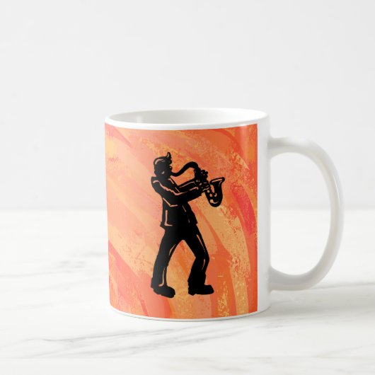 New York Boogie Nights Saxophone Orange Kaffeetasse (Rechts)